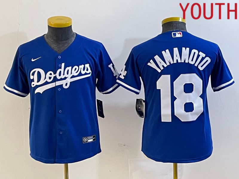 Youth Los Angeles Dodgers 18 Yamamoto Blue Nike Game MLB Jersey style 1